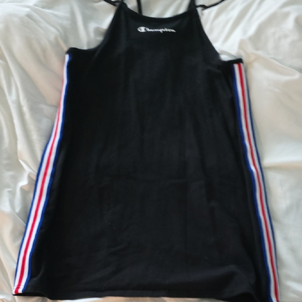 Champion Black Dress with Tricolor Stripes